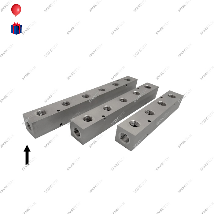 Rampe de distribution inox 6 sorties, 2 entrées F1/2"