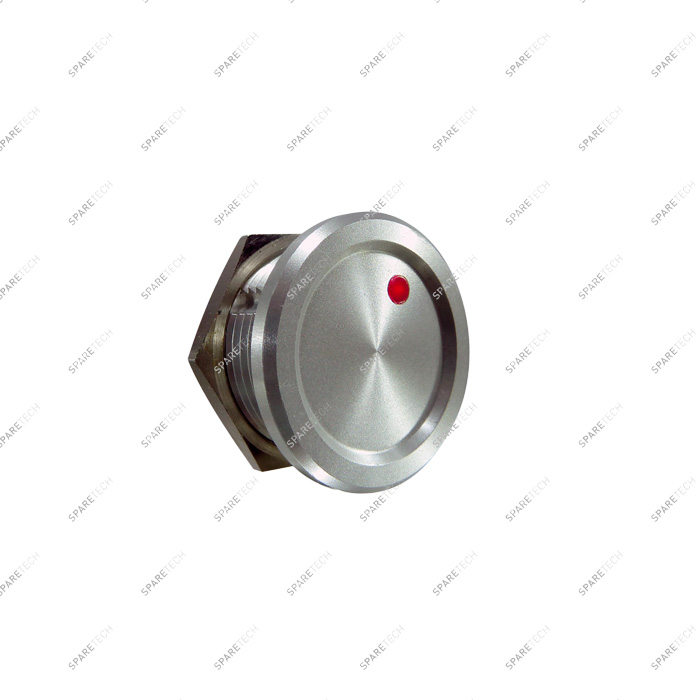 Bouton PIEZO aluminium à LED rouge, 24VDC, 22mm