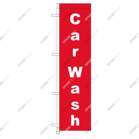 Bannière rouge inscription "CARWASH" 4x1m pour potence