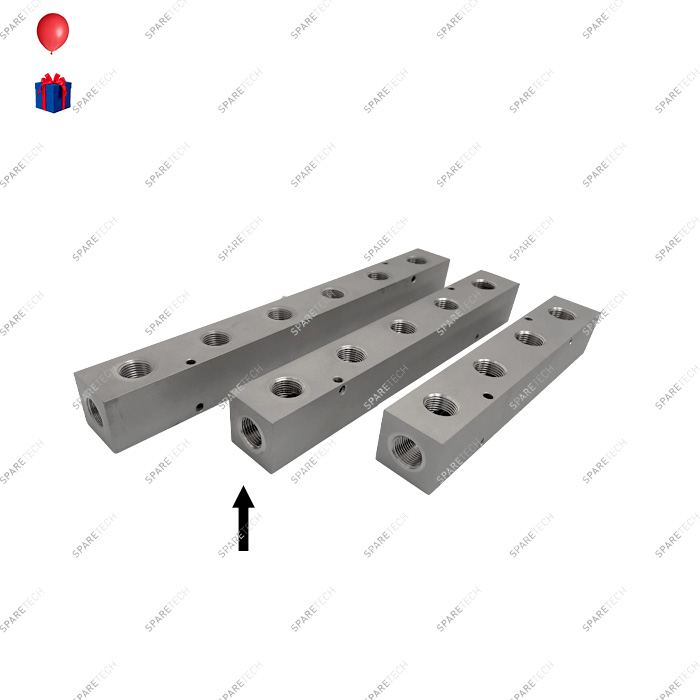 Rampe de distribution inox 5 sorties, 2 entrées F1/2"