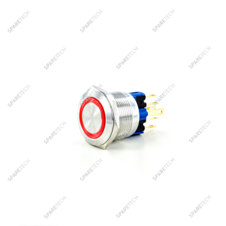 Bouton poussoir D.22 Inox 1NO1NC couronne Rouge/Bleu 24V