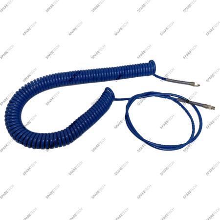 Tuyau spirale mousse, bleu, 17m , 7x10mm avec raccords inox F1/4"