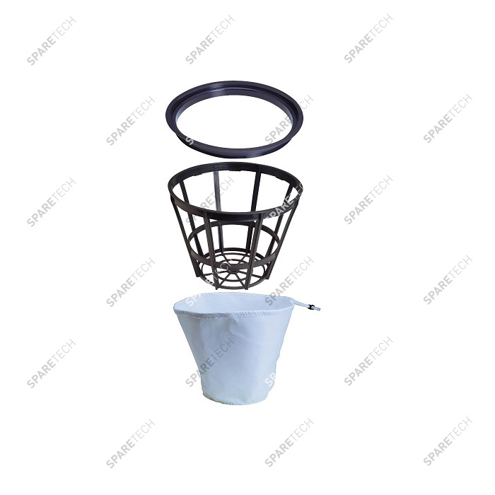 Kit complet, anneau + filtre + panier pour cuve inox D.300mm