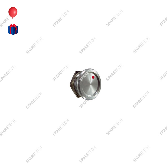 Bouton PIEZO aluminium à LED rouge, 24VDC, 22mm IP68