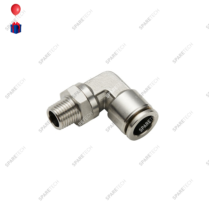 Coude, inox, M1/4" pour tuyau 4-6mm