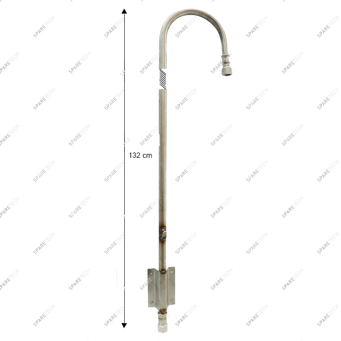 Crosse inox 132cm, FF1/2" (support de tuyau), gauche