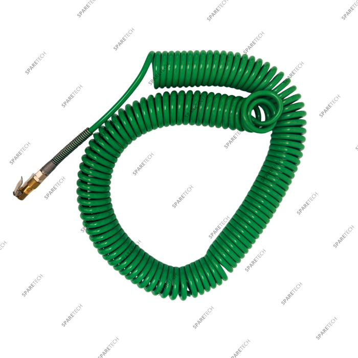 Tuyau rilsan spiralé vert 8x5mm,15m, avec embout de gonflage