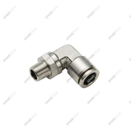 Coude, inox, M1/4" pour tuyau 8-10mm