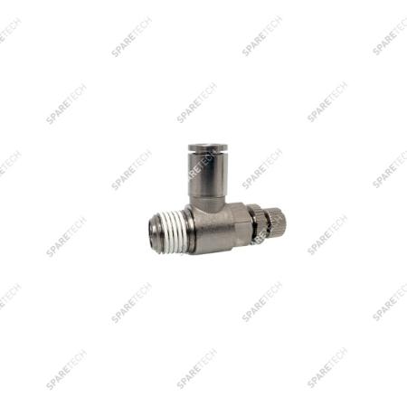 Régulateur de débit laiton nickelé, M1/4" pour tuyau 8-10mm